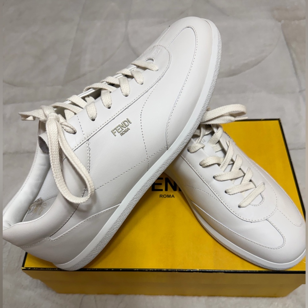NEW! $650 FENDI Roma Men's White Low Top Leather Sneakers Shoes 11